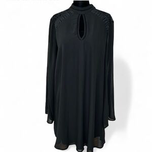 CITY STUDIO Black Long Sleeve Dress  XL High Neck W/Shoulders And Chest Design.